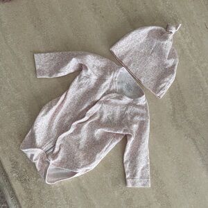 Lively Pink Leopard Print Bodysuit and Hat Set